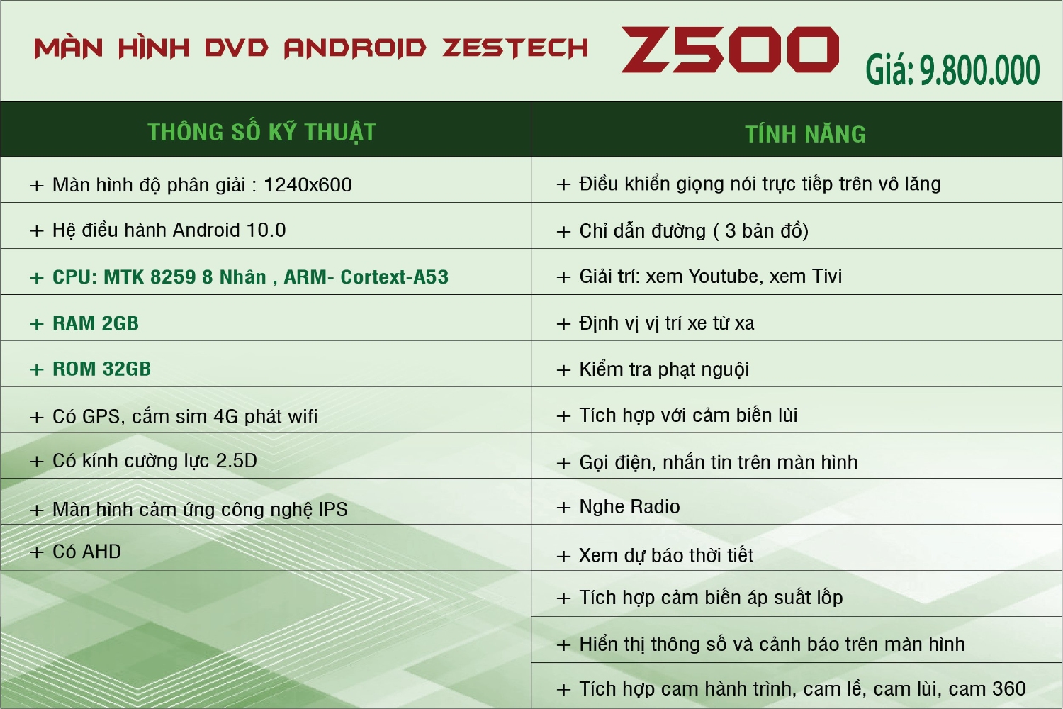 Màn hình Androi Zestech Z500 Đại lý màn hình Zestech chính hãng tại Hải Dương9