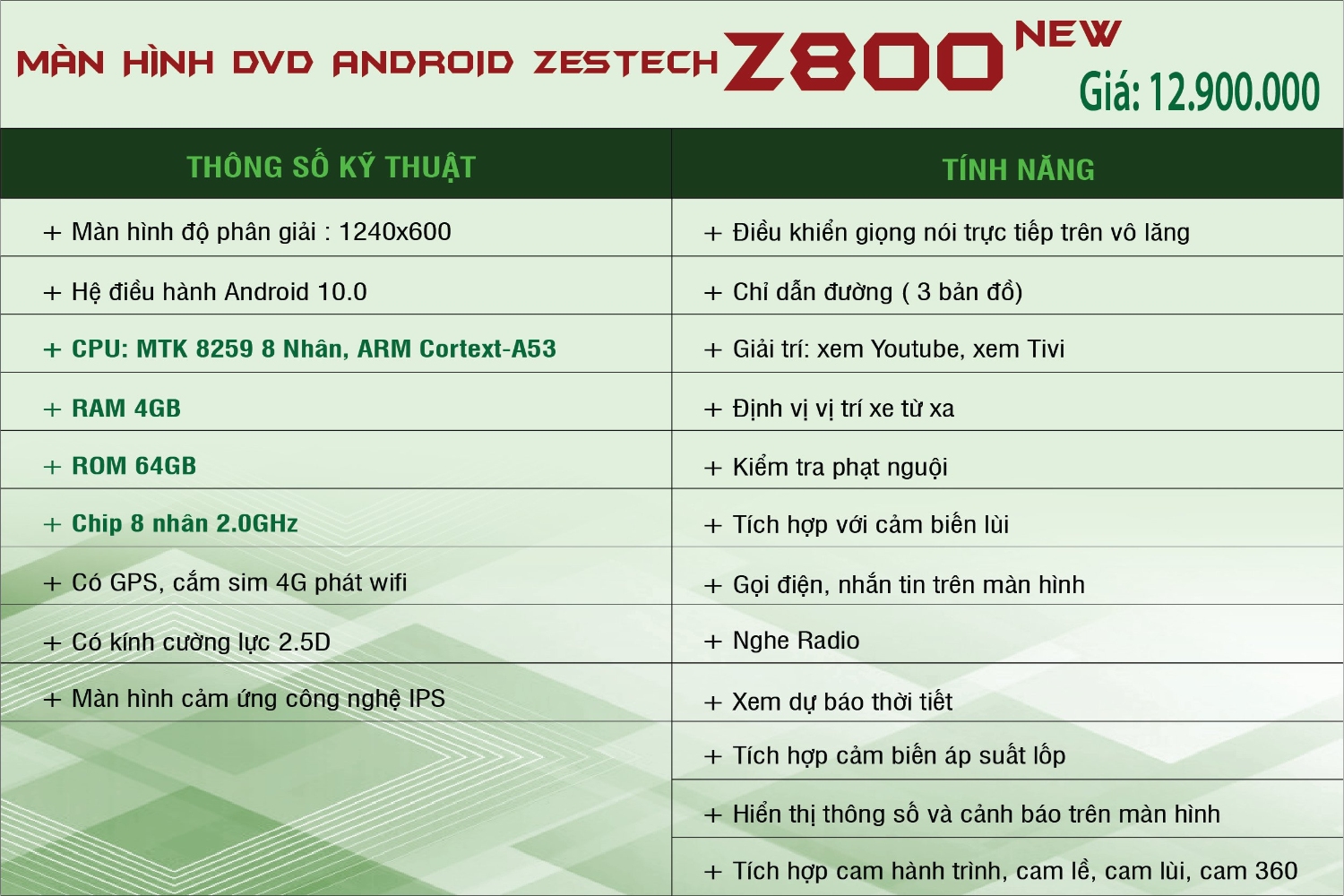 Màn hình Zestech Z800 new Đại lý chính hãng màn hình Zestech tại Hải Dương