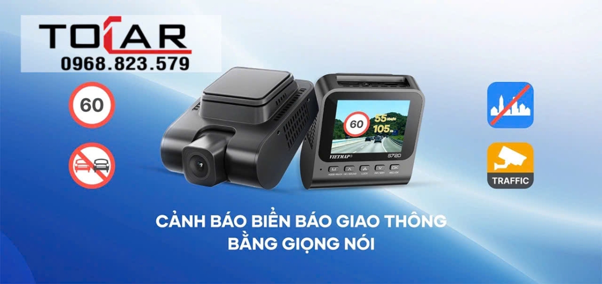 Canh bao giao thong tren camera hanh trinh Vietmap S720